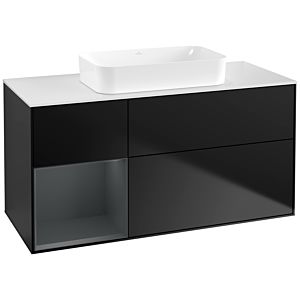 Villeroy et Boch Finion G701HGPD 120x60.3x50.1cm, étagère à droite Midnight Blue Matt Lacquer , laqué noir mat