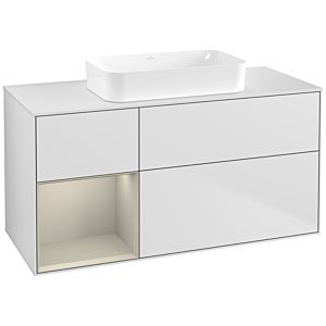 Villeroy und Boch Finion Waschtischunterschrank G701HHMT 120x60,3x50,1cm, Regal rechts Sand Matt, White matt lacquer
