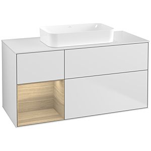 Villeroy und Boch Finion Waschtischunterschrank G701PCMT 120x60,3x50,1cm, Regal rechts Oak Veneer, White matt lacquer
