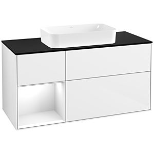Villeroy und Boch Finion Waschtischunterschrank G702GFGF 120x60,3x50,1cm, Regal rechts Glossy white lacquer, Glossy white lacquer