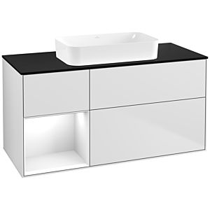 Villeroy et Boch Finion Villeroy et Boch G702GFMT 120x60.3x50.1cm, étagère à droite Laque blanc brillant, laqué blanc mat