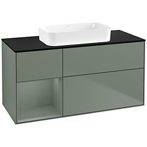 Villeroy und Boch Finion Waschtischunterschrank G702GMGM 120x60,3x50,1cm, Regal rechts Olive Matt Lacquer, Olive Matt Lacquer