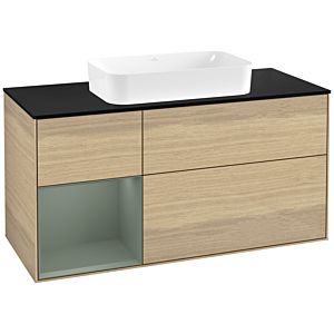 Villeroy et Boch Finion G702GMPC 120x60.3x50.1cm, étagère à droite Olive Matt Lacquer , Oak Veneer