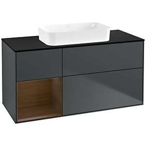 Villeroy et Boch Finion Villeroy et Boch G702GNHG 120x60,3x50,1cm, étagère droite Placage noyer, Midnight Blue Matt Lacquer
