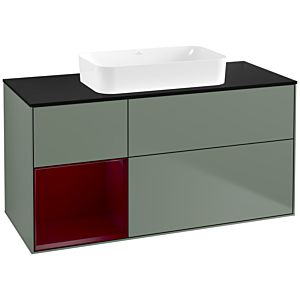 Villeroy und Boch Finion Waschtischunterschrank G702HBGM 120x60,3x50,1cm, Regal rechts Peony, Olive Matt Lacquer