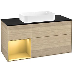 Villeroy und Boch Finion Waschtischunterschrank G702HFPC 120x60,3x50,1cm, Regal rechts Gold matt, Oak Veneer