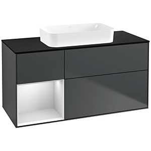 Villeroy und Boch Finion Waschtischunterschrank G702MTHG 120x60,3x50,1cm, Regal rechts White matt lacquer, Midnight Blue Matt Lacquer