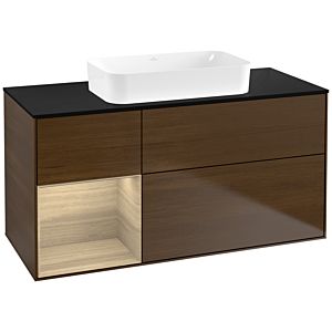 Villeroy und Boch Finion Waschtischunterschrank G702PCGN 120x60,3x50,1cm, Regal rechts Oak Veneer, Walnut veneer