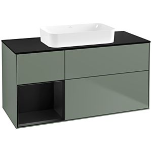 Villeroy und Boch Finion Waschtischunterschrank G702PDGM 120x60,3x50,1cm, Regal rechts Black matt lacquer, Olive Matt Lacquer