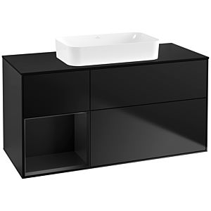 Villeroy et Boch Finion Villeroy et Boch G702PDPD 120x60.3x50.1cm, étagère à droite laqué noir mat, laqué noir mat