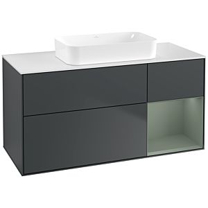 Villeroy und Boch Finion Waschtischunterschrank G711GMHG 120x60,3x50,1cm, Regal rechts Olive Matt Lacquer, Midnight Blue Matt Lacquer
