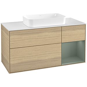 Villeroy und Boch Finion Waschtischunterschrank G711GMPC 120x60,3x50,1cm, Regal rechts Olive Matt Lacquer, Oak Veneer