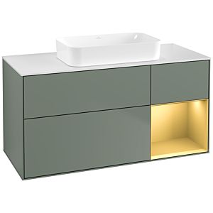 Villeroy und Boch Finion Waschtischunterschrank G711HFGM 120x60,3x50,1cm, Regal rechts Gold matt, Olive Matt Lacquer