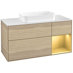 Villeroy et Boch Finion G711HFPC 120x60.3x50.1cm, étagère droite or mat, Oak Veneer