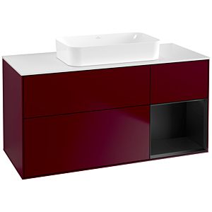 Villeroy et Boch Finion Villeroy et Boch G711PDHB 120x60.3x50.1cm, étagère à droite Laque noire mate, Peony Matt