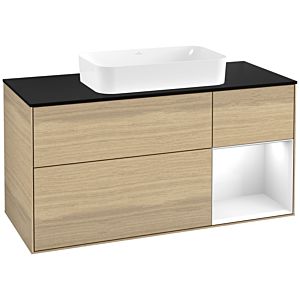 Villeroy et Boch Finion Villeroy et Boch G712GFPC 120x60.3x50.1cm, étagère à droite Laque blanc brillant, Oak Veneer