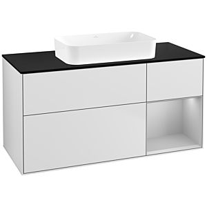 Villeroy und Boch Finion Waschtischunterschrank G712GJMT 120x60,3x50,1cm, Regal rechts Light grey matt, White matt lacquer