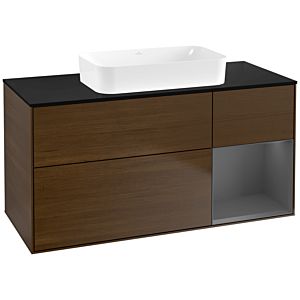 Villeroy und Boch Finion Waschtischunterschrank G712GKGN 120x60,3x50,1cm, Regal rechts Anthracite matt, Walnut veneer