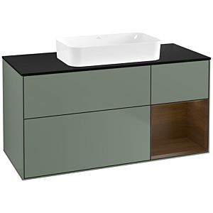 Villeroy und Boch Finion Waschtischunterschrank G712GNGM 120x60,3x50,1cm, Regal rechts Walnut veneer, Olive Matt Lacquer