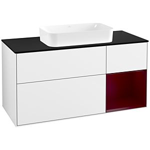 Villeroy und Boch Finion Waschtischunterschrank G712HBGF 120x60,3x50,1cm, Regal rechts Peony, Glossy white lacquer