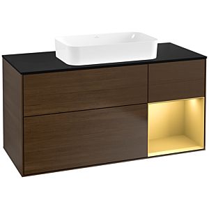 Villeroy und Boch Finion Waschtischunterschrank G712HFGN 120x60,3x50,1cm, Regal rechts Gold matt, Walnut veneer