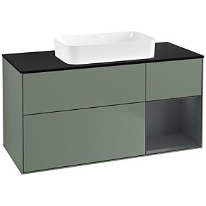 Villeroy und Boch Finion Waschtischunterschrank G712HGGM 120x60,3x50,1cm, Regal rechts Midnight Blue Matt Lacquer, Olive Matt Lacquer