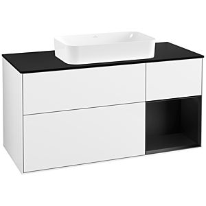 Villeroy und Boch Finion Waschtischunterschrank G712PDGF 120x60,3x50,1cm, Regal rechts Black matt lacquer, Glossy white lacquer