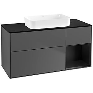 Villeroy and Boch Finion Villeroy and Boch Finion G712PDGK 120x60.3x50.1cm, shelf on the right black matt lacquer, anthracite matt