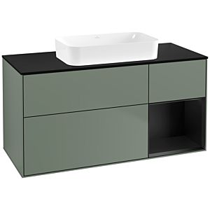 Villeroy und Boch Finion Waschtischunterschrank G712PDGM 120x60,3x50,1cm, Regal rechts Black matt lacquer, Olive Matt Lacquer