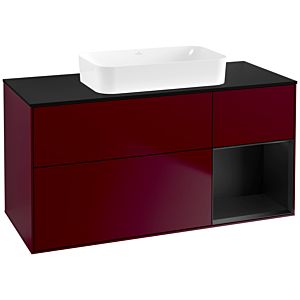 Villeroy und Boch Finion Waschtischunterschrank G712PDHB 120x60,3x50,1cm, Regal rechts Black matt lacquer, Peony Matt