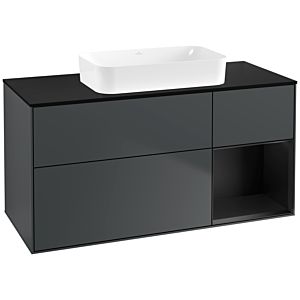 Villeroy und Boch Finion Waschtischunterschrank G712PDHG 120x60,3x50,1cm, Regal rechts Black matt lacquer, Midnight Blue Matt Lacquer