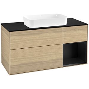 Villeroy und Boch Finion Waschtischunterschrank G712PDPC 120x60,3x50,1cm, Regal rechts Black matt lacquer, Oak Veneer