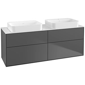 Villeroy und Boch Finion Waschtischunterschrank G72100GK 160x60,3x50,1cm, Glass White Matt, Anthracite matt