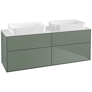 Villeroy und Boch Finion Waschtischunterschrank G72100GM 160x60,3x50,1cm, Glass White Matt, Olive Matt Lacquer