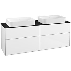 Villeroy und Boch Finion Waschtischunterschrank G72200GF 160x60,3x50,1cm, Glass Black Matt, Glossy white lacquer
