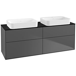 Villeroy und Boch Finion Waschtischunterschrank G72200GK 160x60,3x50,1cm, Glass Black Matt, Anthracite matt