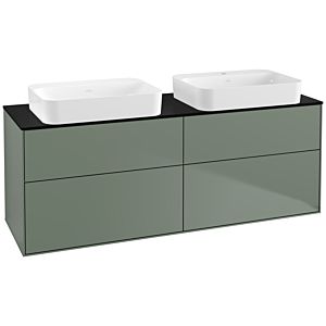 Villeroy und Boch Finion Waschtischunterschrank G72200GM 160x60,3x50,1cm, Glass Black Matt, Olive Matt Lacquer