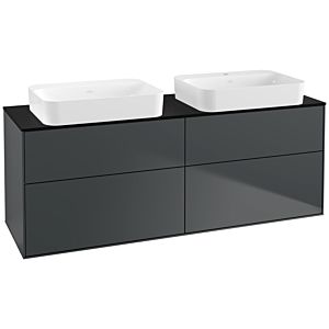 Villeroy und Boch Finion Waschtischunterschrank G72200HG 160x60,3x50,1cm, Glass Black Matt, Midnight Blue Matt Lacquer