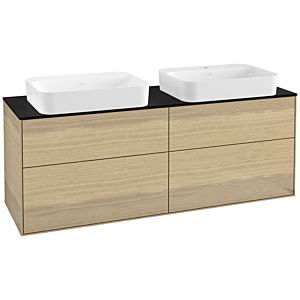 Villeroy und Boch Finion Waschtischunterschrank G72200PC 160x60,3x50,1cm, Glass Black Matt, Oak Veneer
