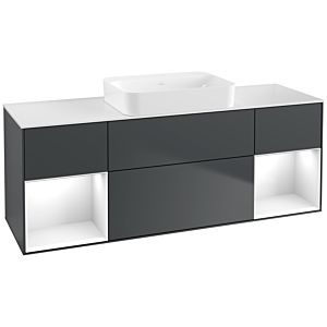Villeroy et Boch Finion G741GFHG 160x60,3x50,1cm, étagères Laque blanche brillante, Midnight Blue Matt Lacquer