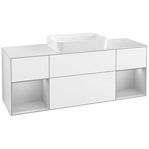 Villeroy und Boch Finion Waschtischunterschrank G741GJGF 160x60,3x50,1cm, Regale Light grey matt lacquer, Glossy white lacquer