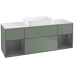 Villeroy und Boch Finion Waschtischunterschrank G741GKGM 160x60,3x50,1cm, Regale Anthracite matt lacquer, Olive Matt Lacquer