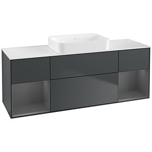 Villeroy und Boch Finion Waschtischunterschrank G741GKHG 160x60,3x50,1cm, Regale Anthracite matt lacquer, Midnight Blue Matt Lacquer
