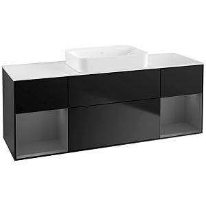 Villeroy und Boch Finion Waschtischunterschrank G741GKPD 160x60,3x50,1cm, Regale Anthracite matt lacquer, Black matt lacquer