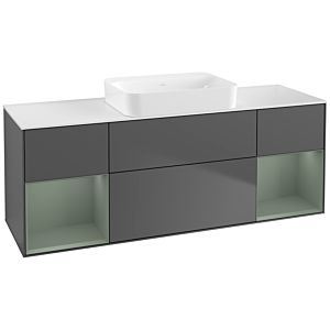 Villeroy und Boch Finion Waschtischunterschrank G741GMGK 160x60,3x50,1cm, Regale Olive matt lacquer, Anthracite matt