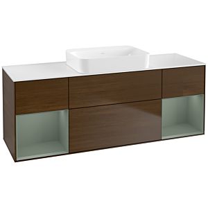 Villeroy und Boch Finion Waschtischunterschrank G741GMGN 160x60,3x50,1cm, Regale Olive matt lacquer, Walnut veneer