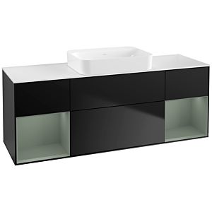 Villeroy und Boch Finion Waschtischunterschrank G741GMPD 160x60,3x50,1cm, Regale Olive matt lacquer, Black matt lacquer
