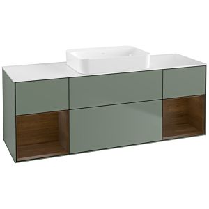 Villeroy und Boch Finion Waschtischunterschrank G741GNGM 160x60,3x50,1cm, Regale Walnut veneer, Olive Matt Lacquer