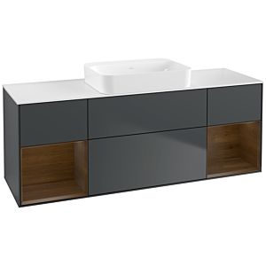 Villeroy und Boch Finion Waschtischunterschrank G741GNHG 160x60,3x50,1cm, Regale Walnut veneer, Midnight Blue Matt Lacquer