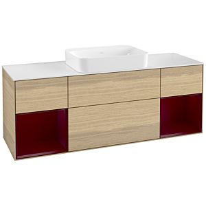 Villeroy und Boch Finion Waschtischunterschrank G741HBPC 160x60,3x50,1cm, Regale Peony matt lacquer, Oak Veneer